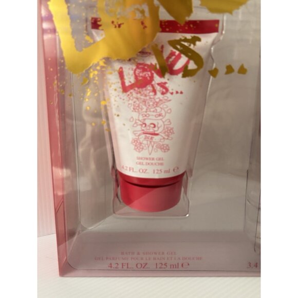 Ed Hardy Love is 100ml / 3.4oz Edp Spray + Shower Gel + Hair Mist 3pc Women Set - Picture 2 of 6